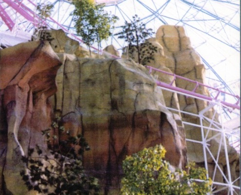 Steel Art Trees along Canyon Blaster ride at Adventuredome in Circus Circus, Las Vegas, Nevada